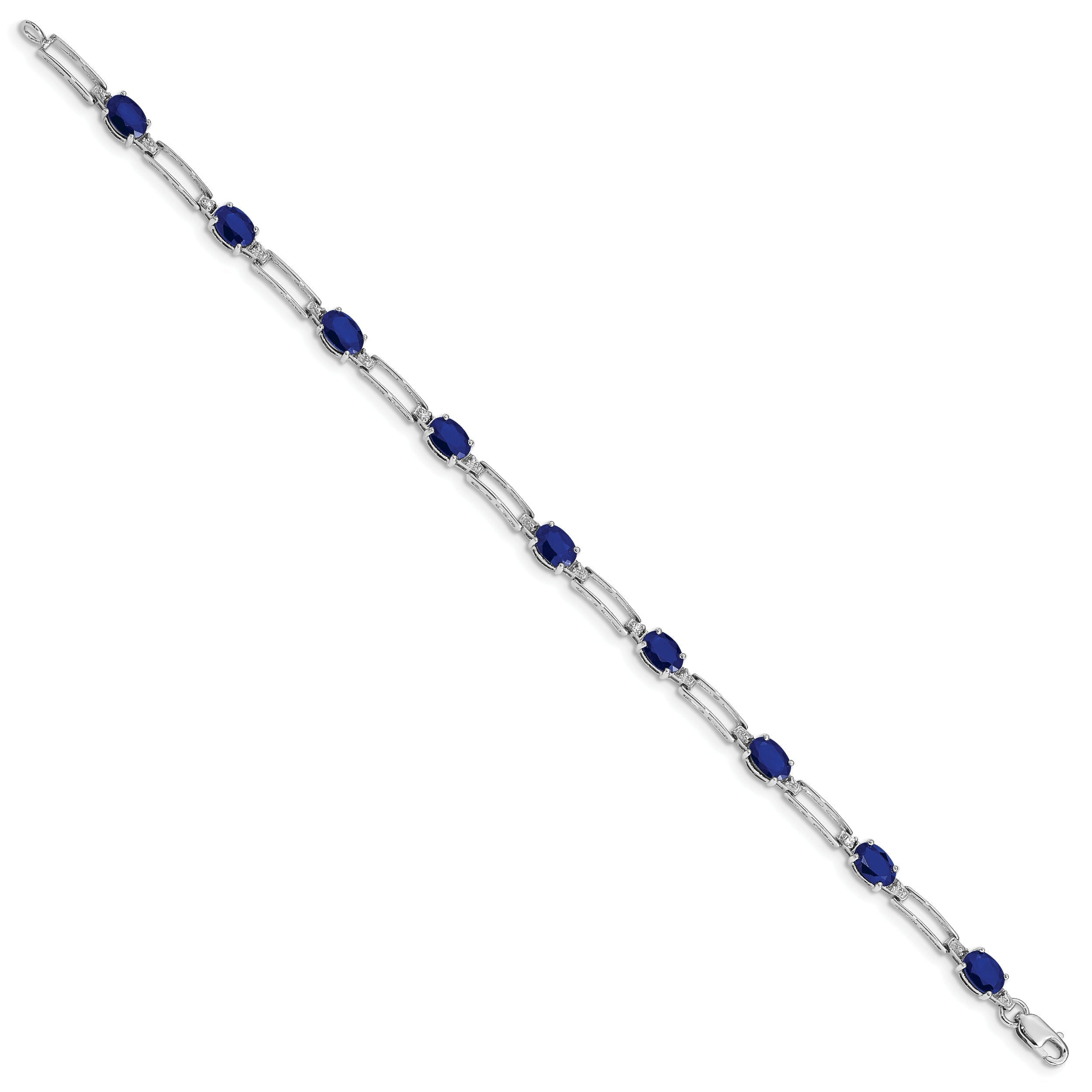 10K White Gold Diamond And Sapphire Bracelet