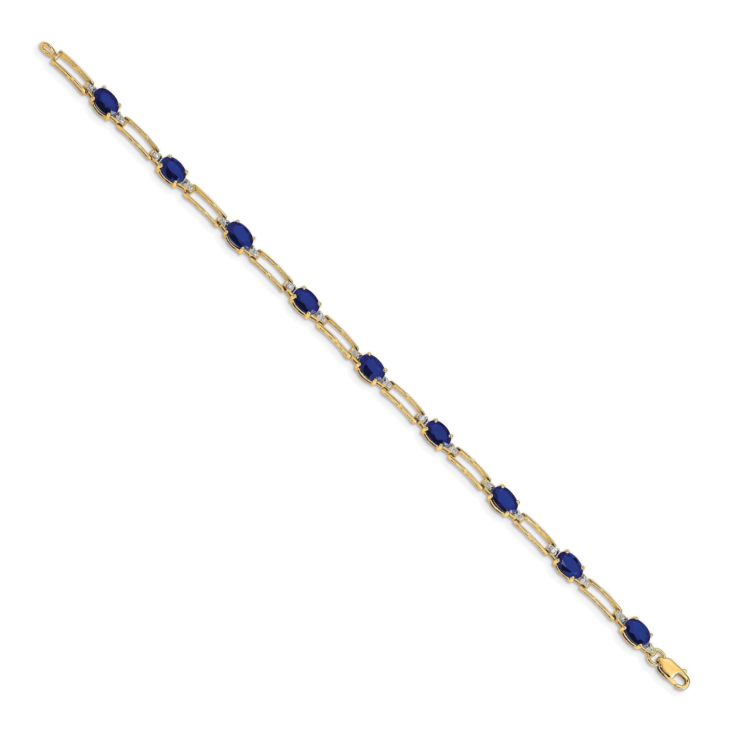 10K Yellow Gold Diamond And Sapphire Bracelet