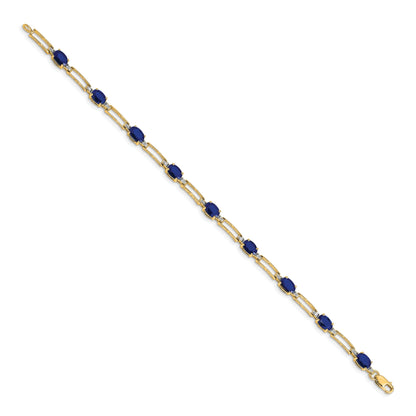 10K Yellow Gold Diamond And Sapphire Bracelet