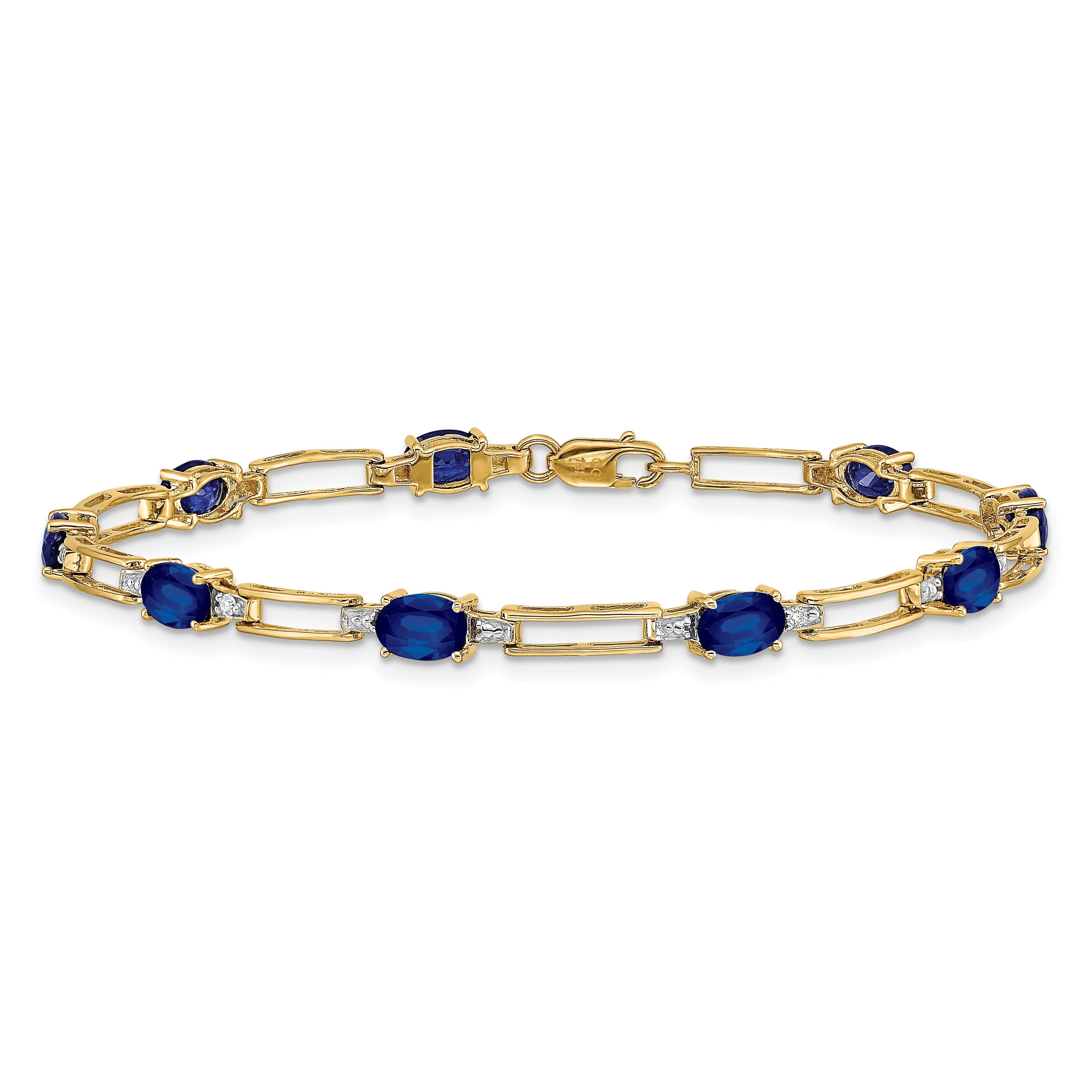10K Yellow Gold Diamond And Sapphire Bracelet