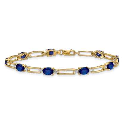 10K Yellow Gold Diamond And Sapphire Bracelet