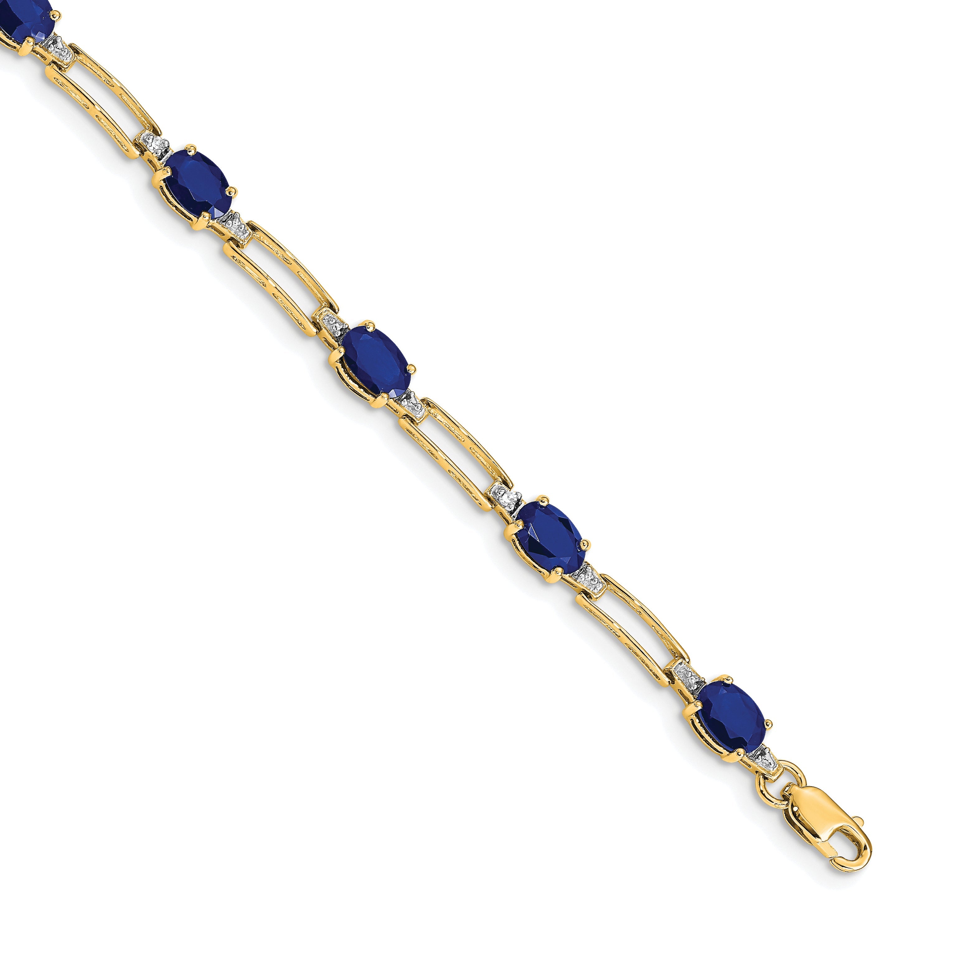10K Yellow Gold Diamond And Sapphire Bracelet