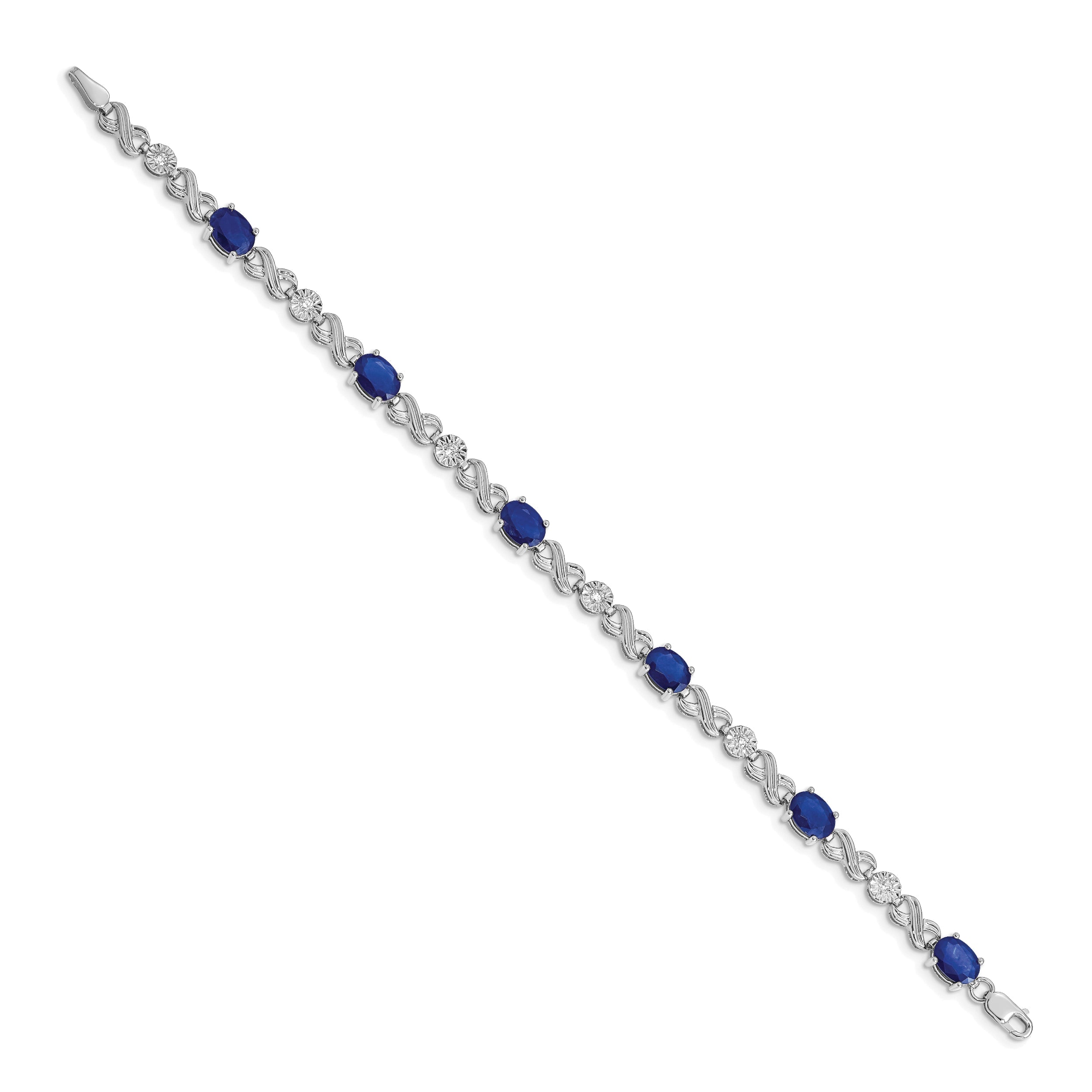 10K White Gold Diamond And Sapphire Infinity Bracelet