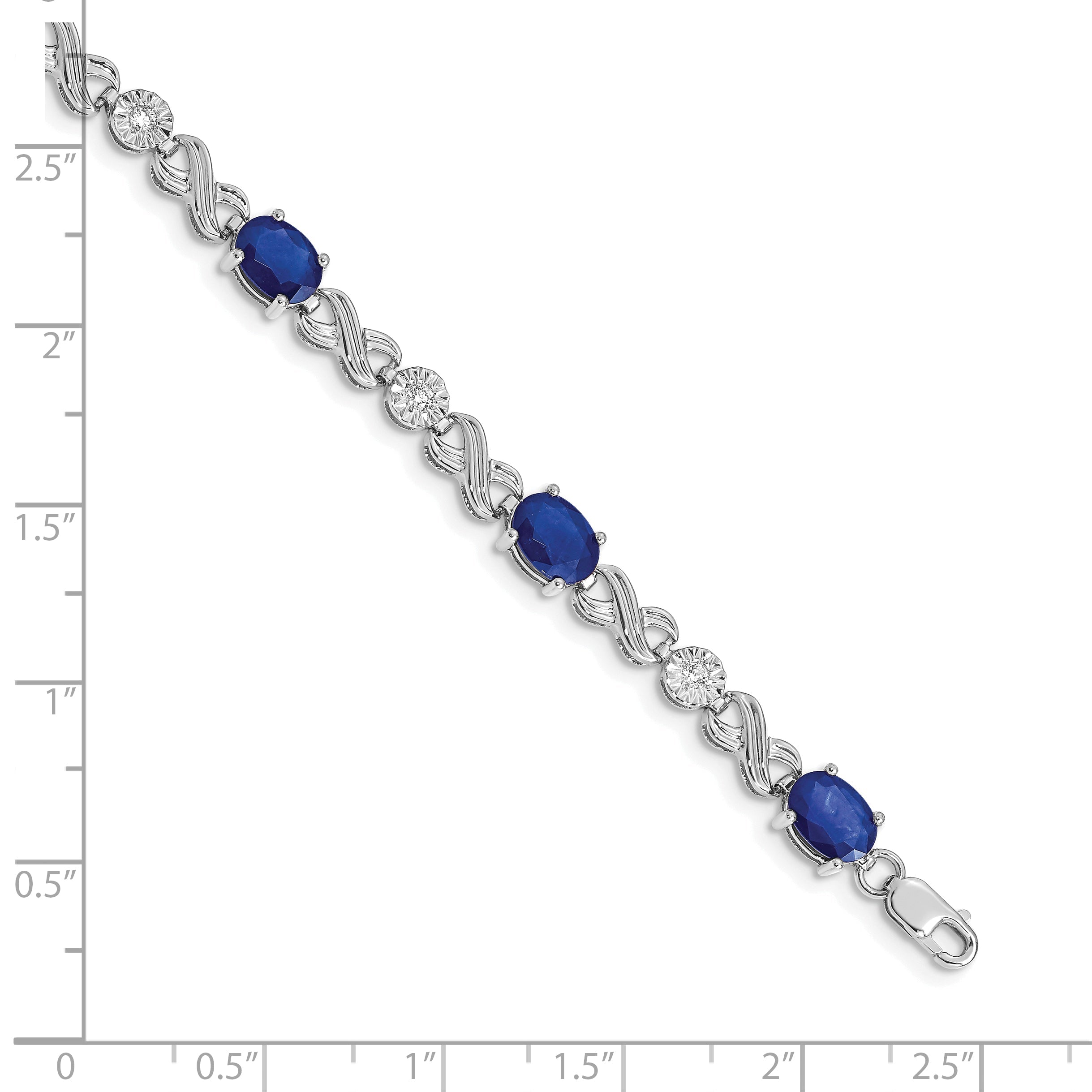 10K White Gold Diamond And Sapphire Infinity Bracelet