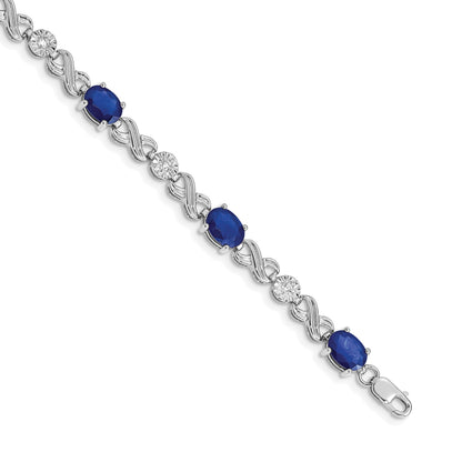 10K White Gold Diamond And Sapphire Infinity Bracelet
