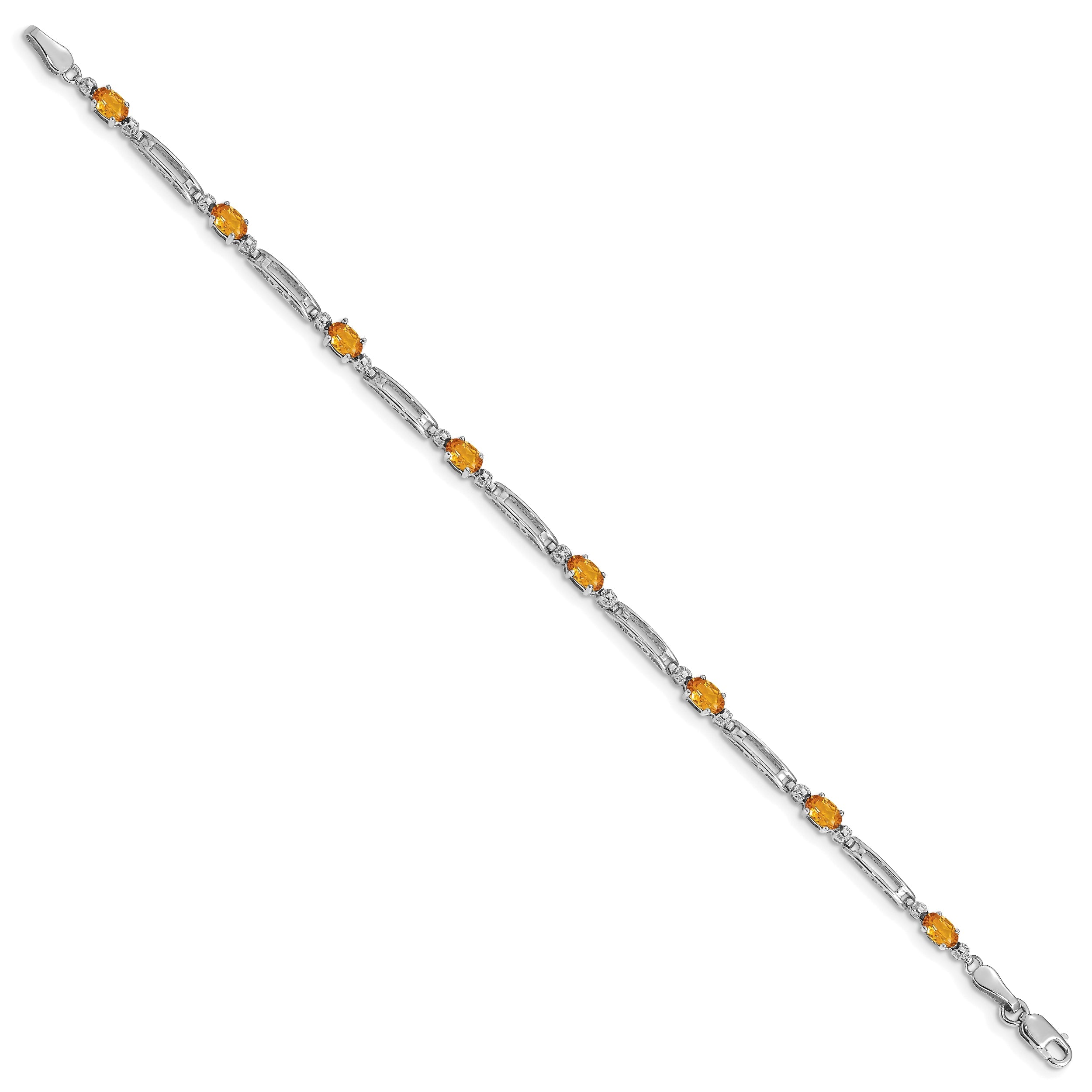 10K White Gold Diamond And Citrine Bracelet