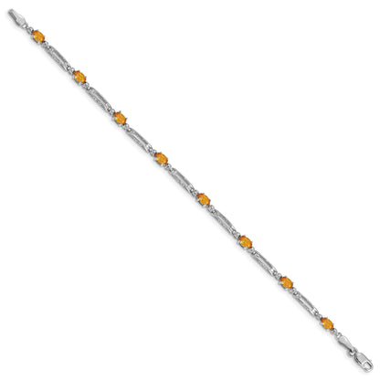10K White Gold Diamond And Citrine Bracelet
