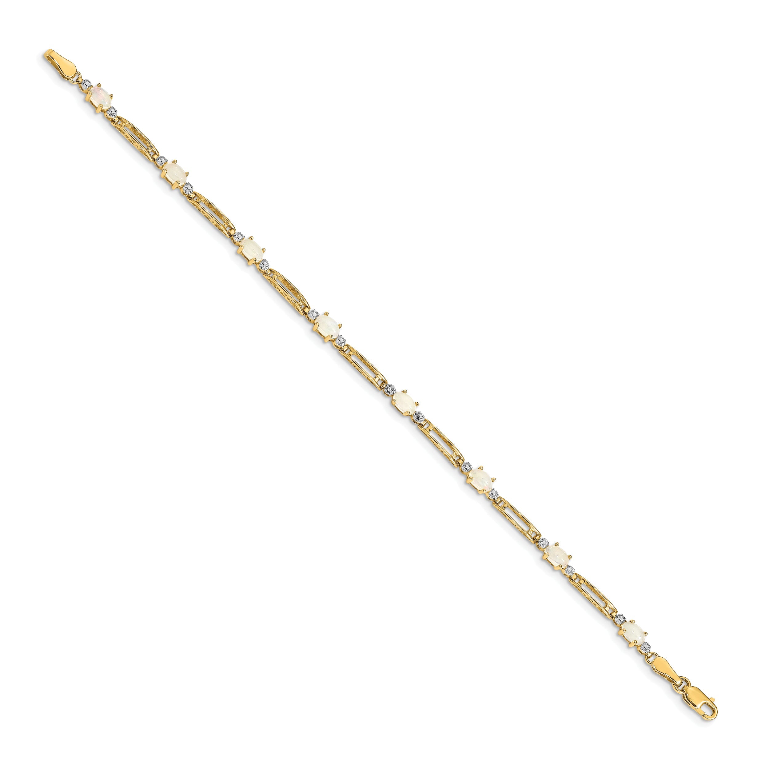 10K Yellow Gold Fancy Diamond And Opal Bracelet