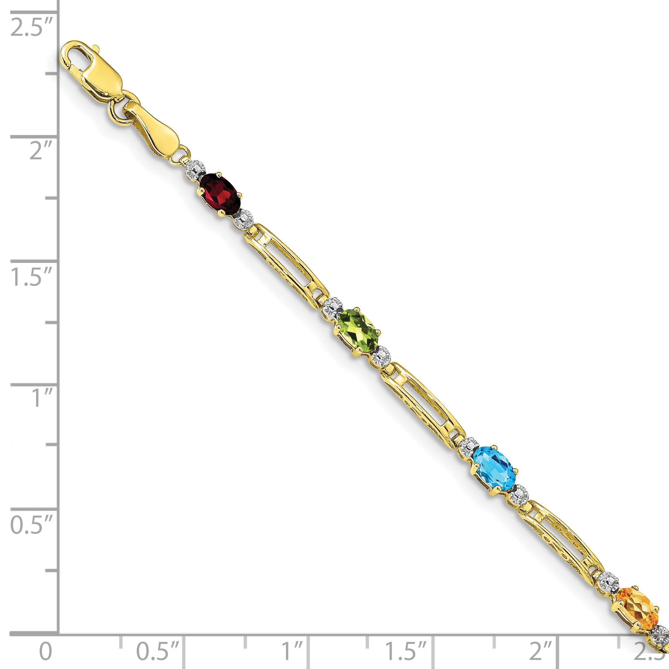 10K Yellow Gold Fancy Diamond And Gemstone Rainbow Bracelet