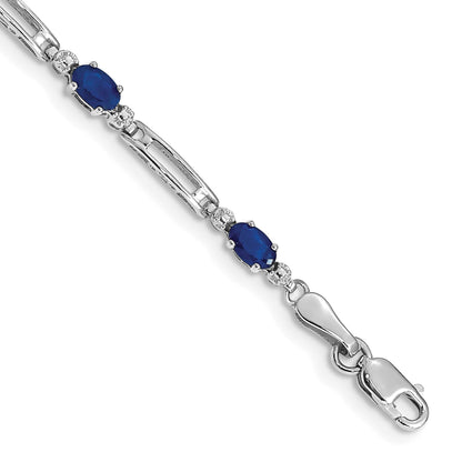14K White Gold Completed Fancy Diamond/Sapphire Bracelet