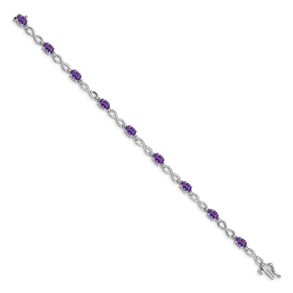 10K White Gold Amethyst And Diamond Infinity Bracelet