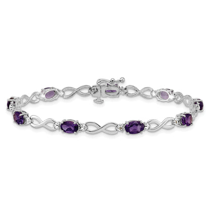 10K White Gold Amethyst And Diamond Infinity Bracelet