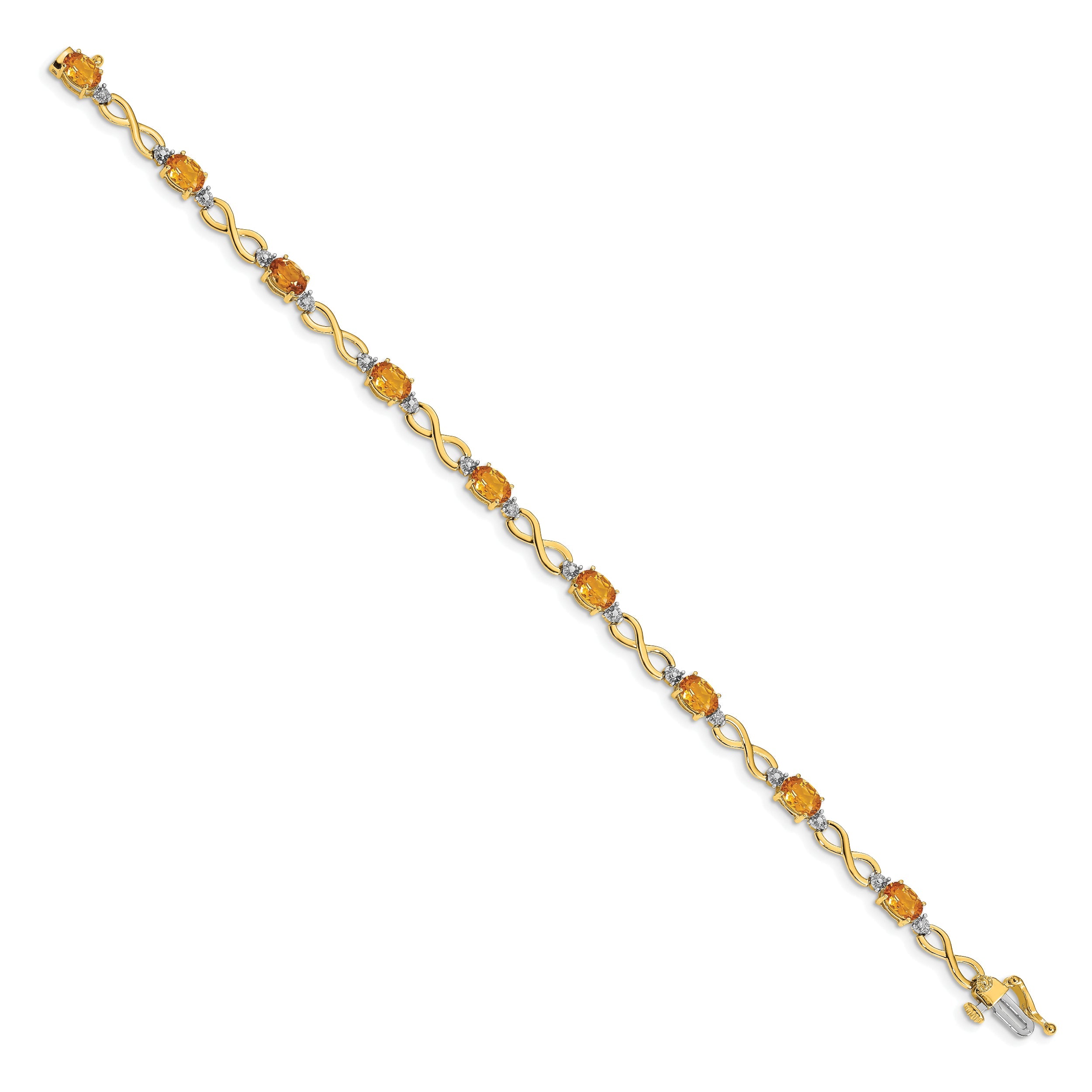 10K Yellow Gold Citrine Diamond Infinity Bracelet