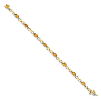 10K Yellow Gold Citrine Diamond Infinity Bracelet