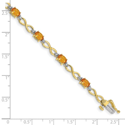10K Yellow Gold Citrine Diamond Infinity Bracelet