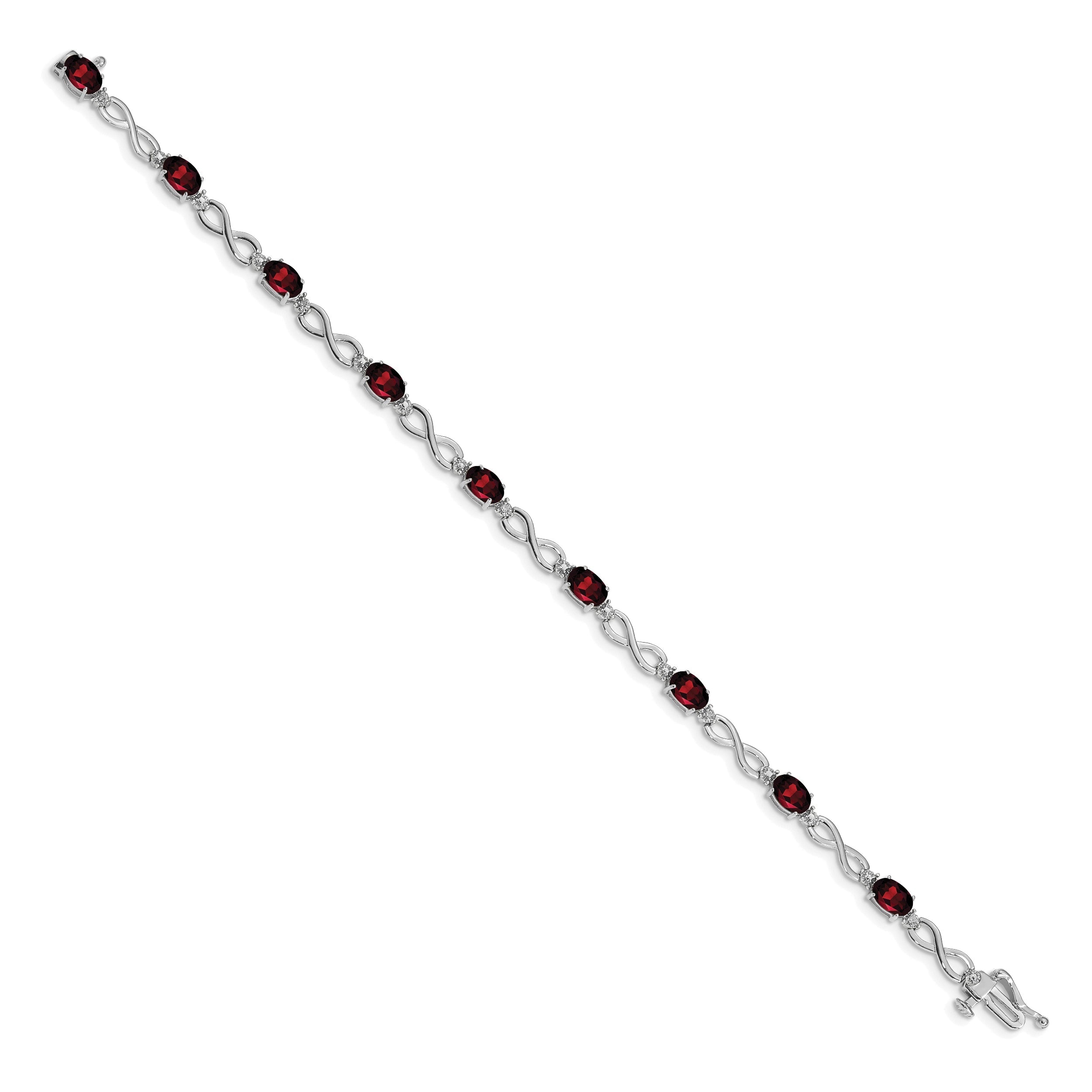 10K White Gold Garnet And Diamond Infinity Bracelet