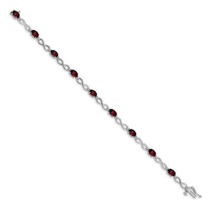 10K White Gold Garnet And Diamond Infinity Bracelet