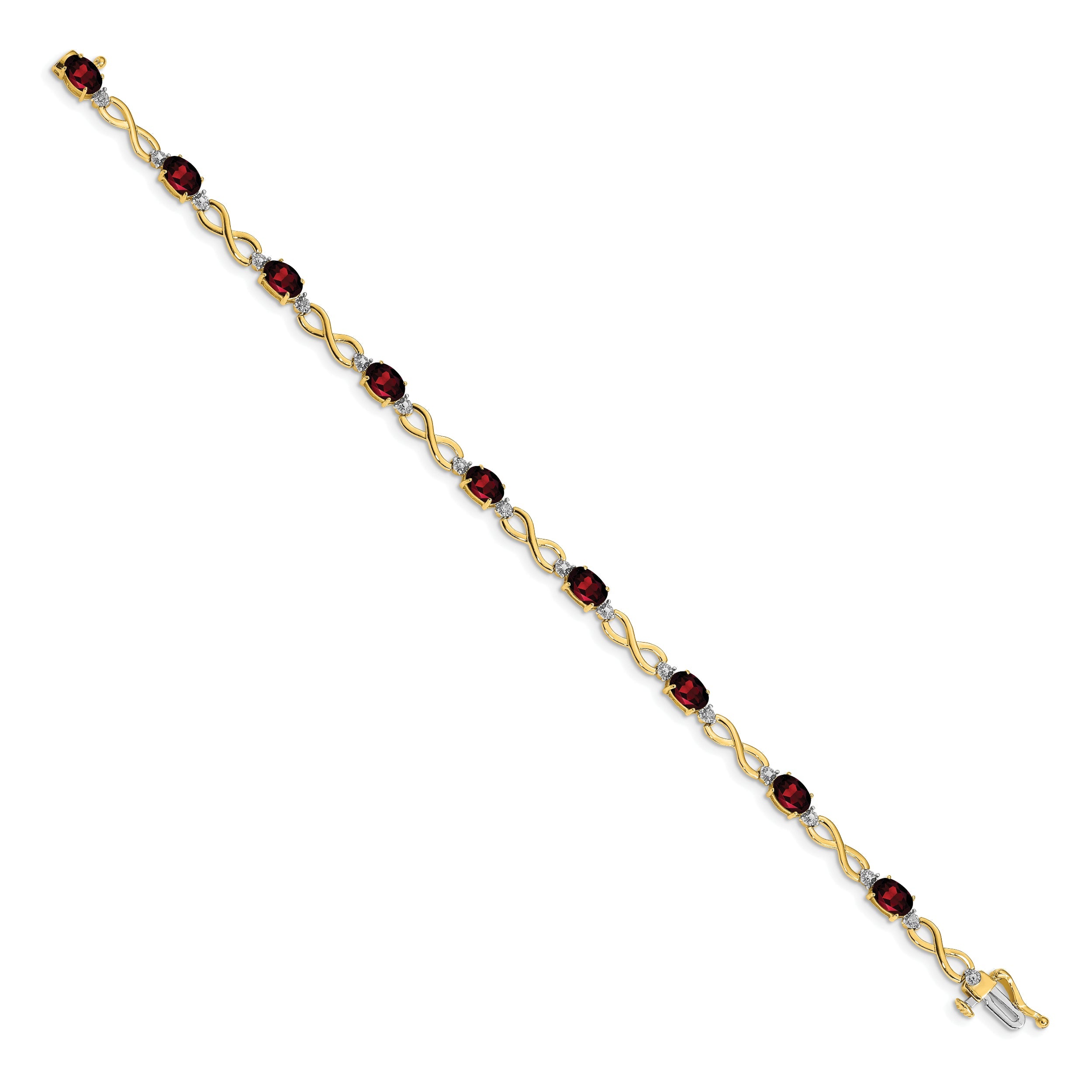 10K Yellow Gold Garnet And Diamond Infinity Bracelet