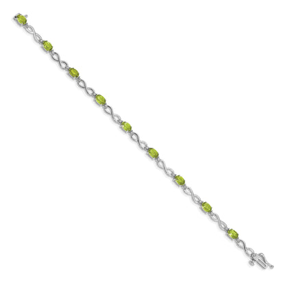 10K White Gold Peridot And Diamond Infinity Bracelet