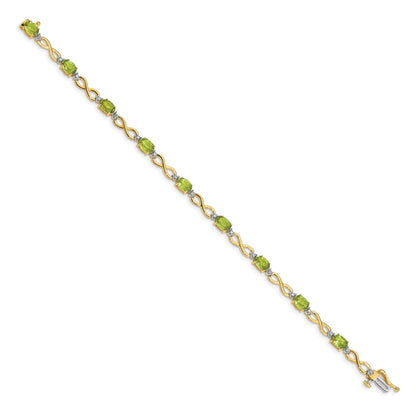 10K Yellow Gold Peridot And Diamond Infinity Bracelet