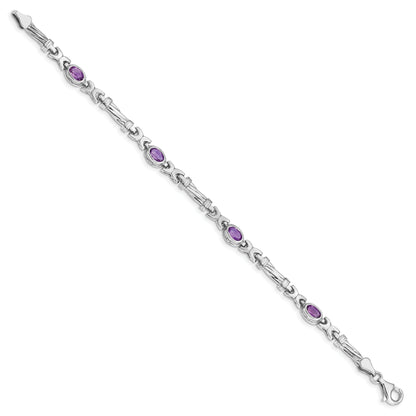 10K White Gold Amethyst 4 Stone Bracelet