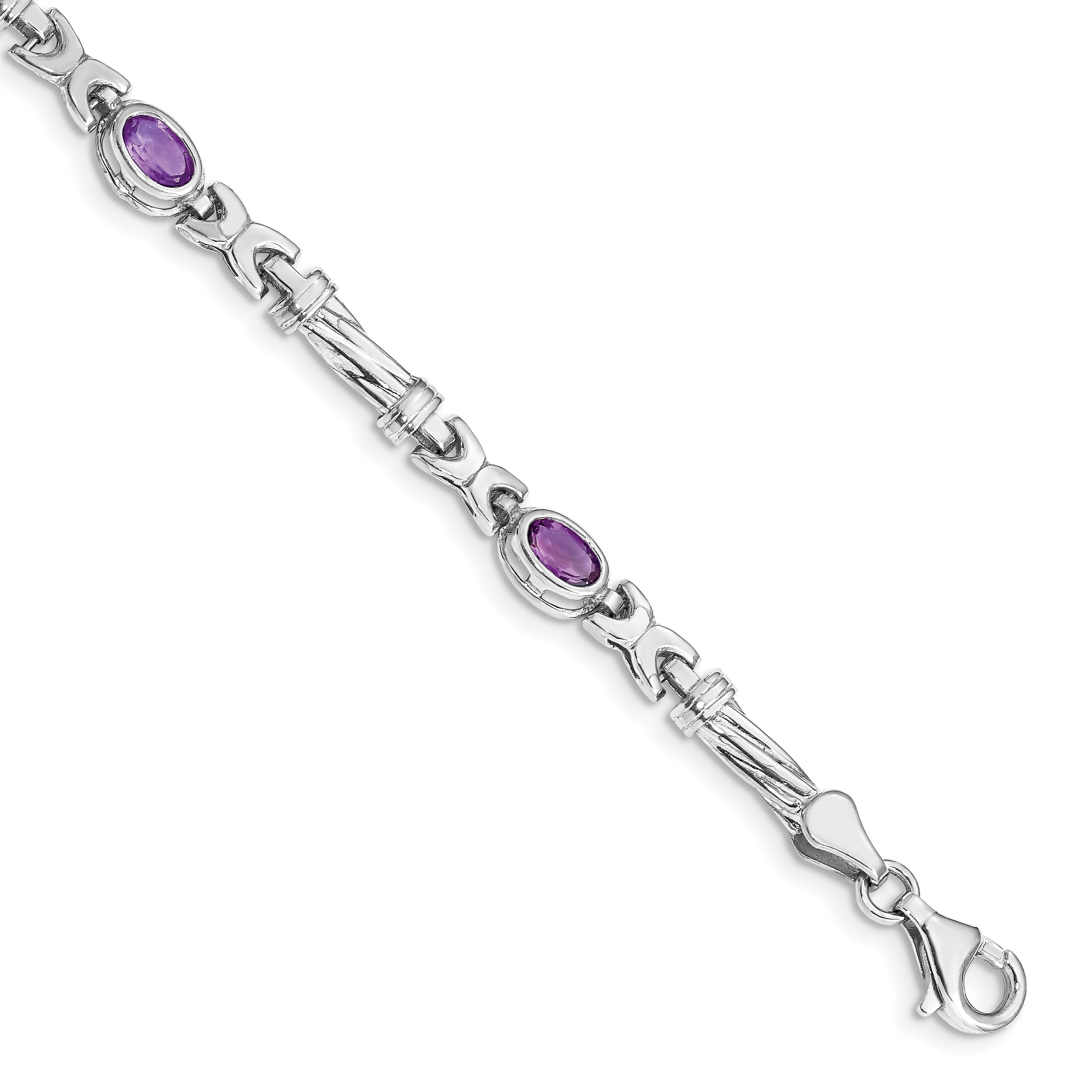 10K White Gold Amethyst 4 Stone Bracelet