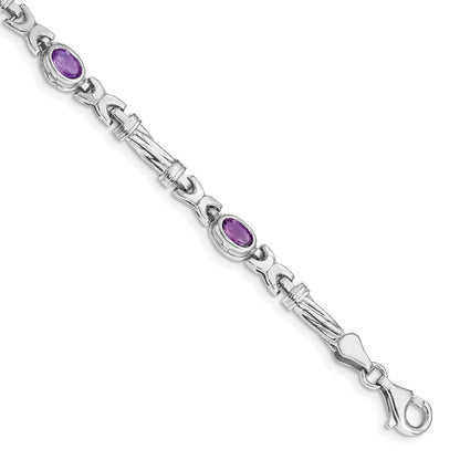10K White Gold Amethyst 4 Stone Bracelet