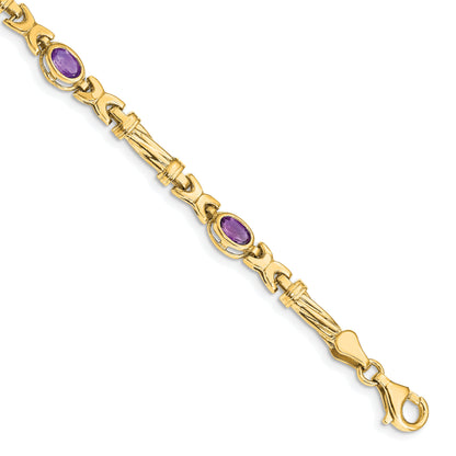 10K Yellow Gold Amethyst 4 Stone Bracelet