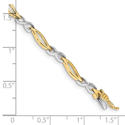 14K Two Tone Diamond Infinity 7 In Link Bracelet