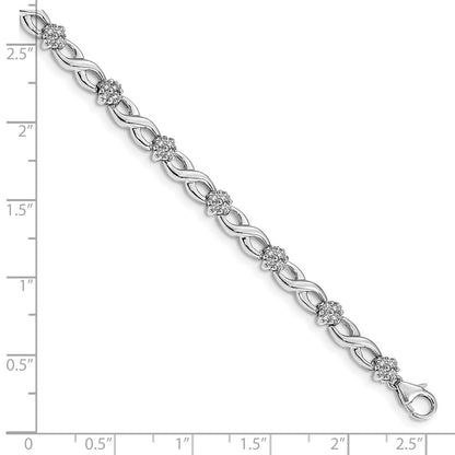 14k White Gold 1 Ct. Lab Grown Diamond VS/SI+ G+ 7 inch Flower Infinity Bracelet
