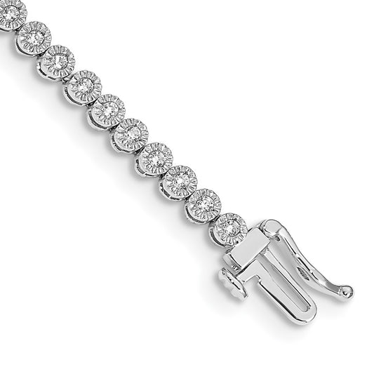 14k White Gold 1 Ct. Lab Grown Diamond VS/SI+ G+ 7 inch Fancy Tennis Bracelet