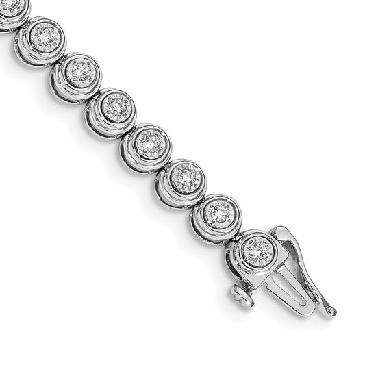 14k White Gold 1 Ct. Lab Grown Diamond VS/SI+ G+ 7 inch Circle Link Bracelet