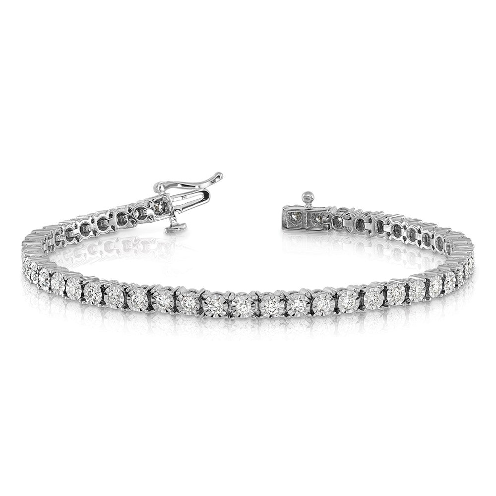 14k White Gold 2 Ct. Lab Grown Diamond VS/SI+ G+ 7 inch Illusion Setting Bracelet