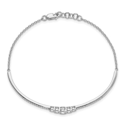 14k White Gold 1/2 Ct. Lab Grown Diamond VS/SI+ G+ Bezel Set Bar Flexible Bangle Bracelet