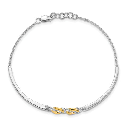 14K Two Tone Polished Complete 1/5 Carat Diamond Circles Half Bangle 7 Inch Bracelet With 0.5 Extender