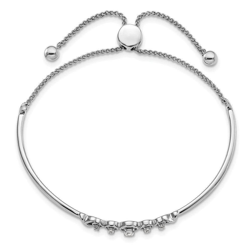 14k White Gold 1/6 Ct. Lab Grown Diamond VS/SI+ G+ Adjustable Bolo Bracelet