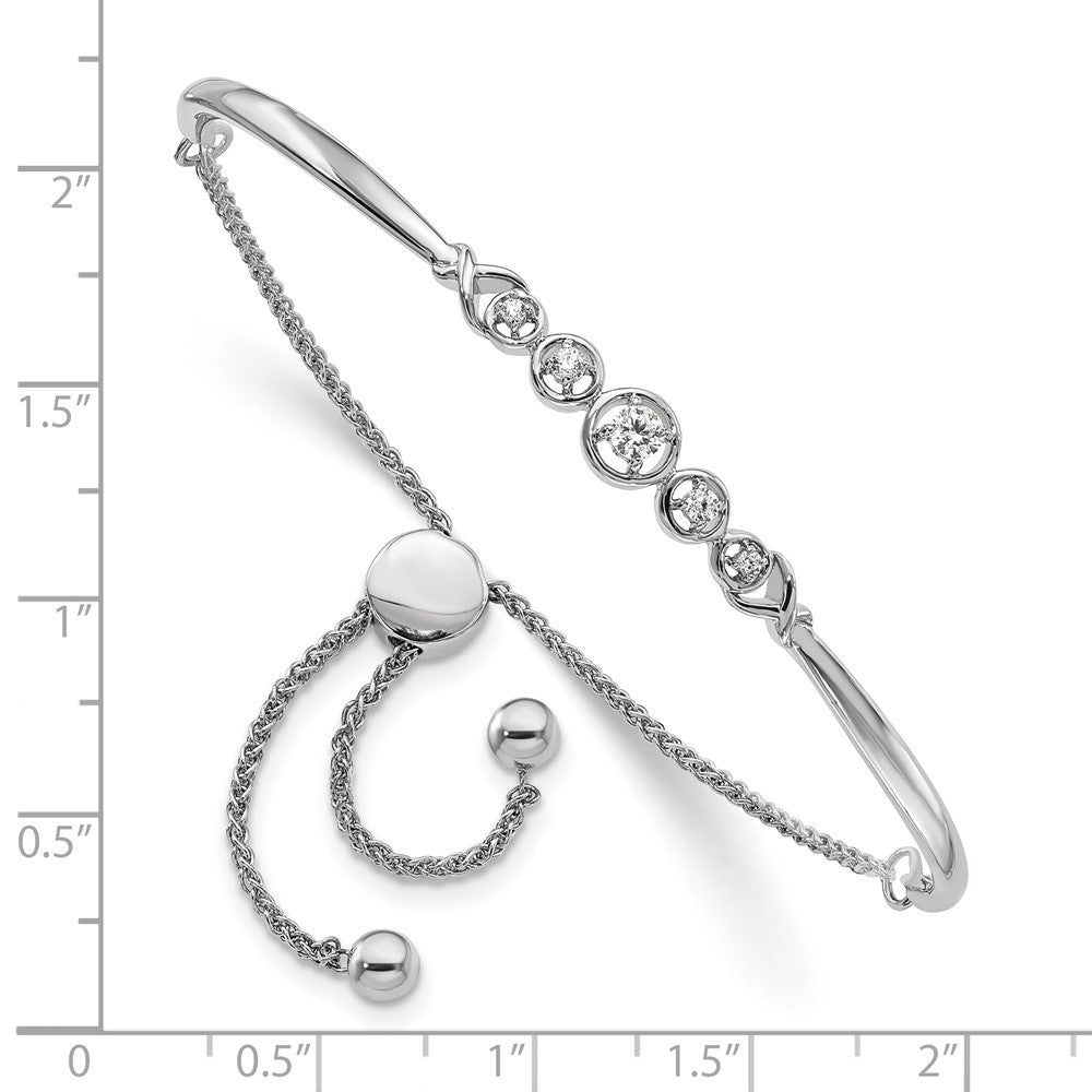 14k White Gold 1/6 Ct. Lab Grown Diamond VS/SI+ G+ Adjustable Bolo Bracelet