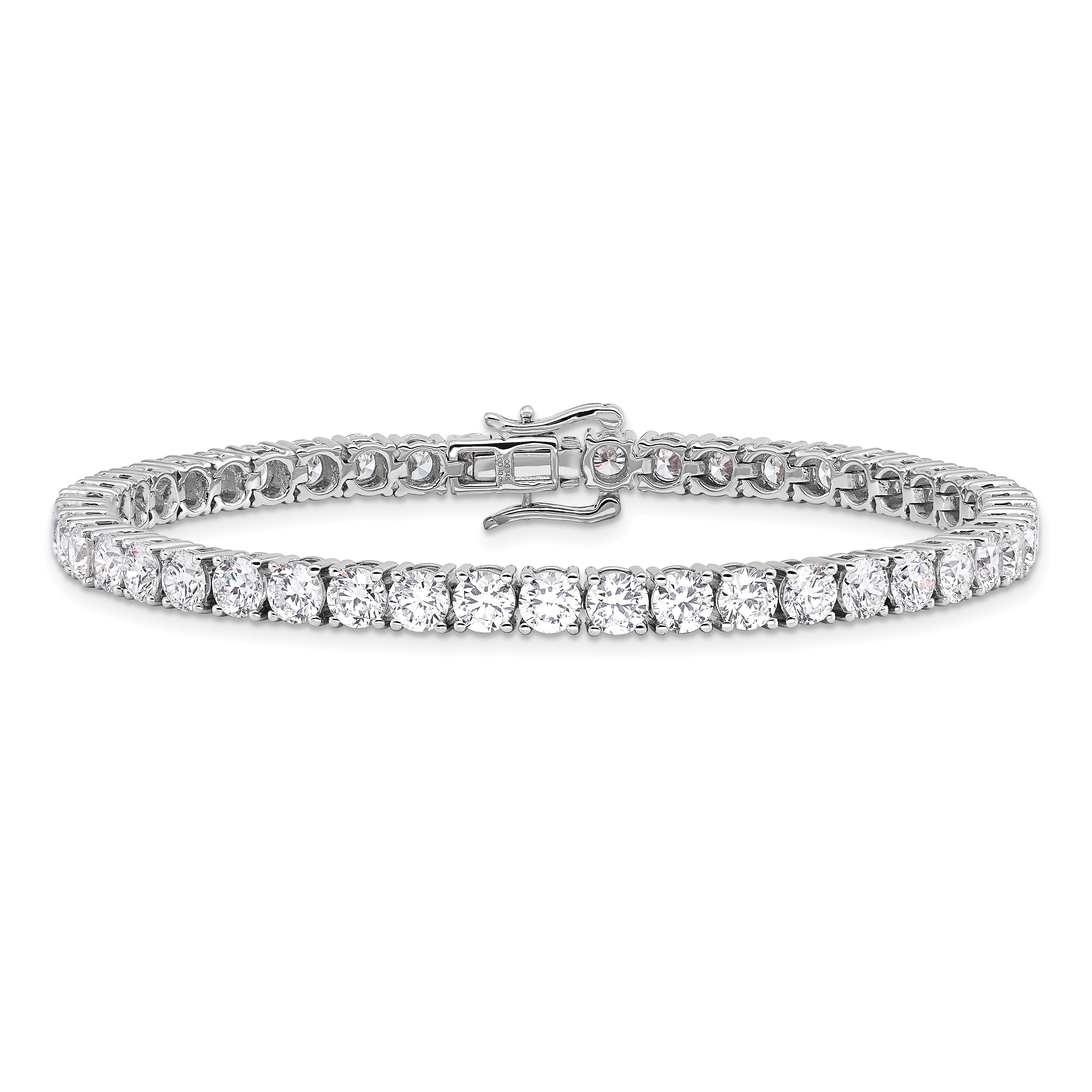 14k White Gold 10 Ct. Lab Grown Diamond VS/SI+ G+ Round Tennis Bracelet