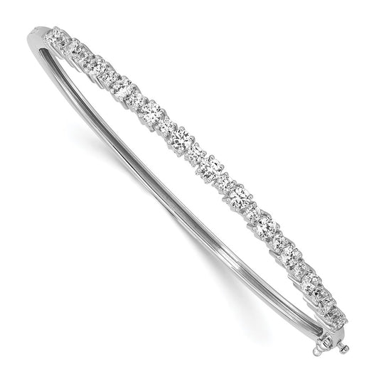 14K White Gold True Origin 1 7/8 Carat Lab Grown Diamond Vs D E F Small 6.25 Inch Fancy Bangle