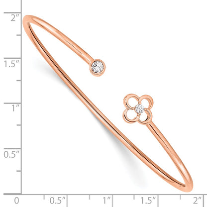 14k Rose Gold 1/6 Ct. Lab Grown Diamond VS/SI+ G+ Floral Flexible Bangle Bracelet