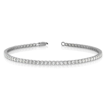 14k White Gold 3 1/5 Ct. Lab Grown Diamond VS/SI+ G+ Round Tennis Bracelet