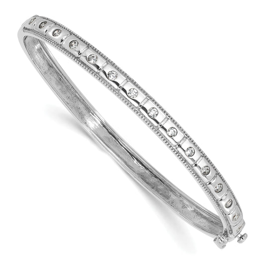 14K White Gold True Origin 1/2 Carat Lab Grown Diamond Vs D E F 6.75 Inch Bangle