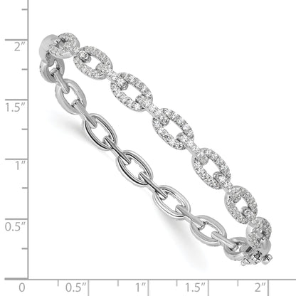 14K White Gold True Origin 2 1/6 Carat Lab Grown Diamond Vs Def 7 Inch Link Bangle
