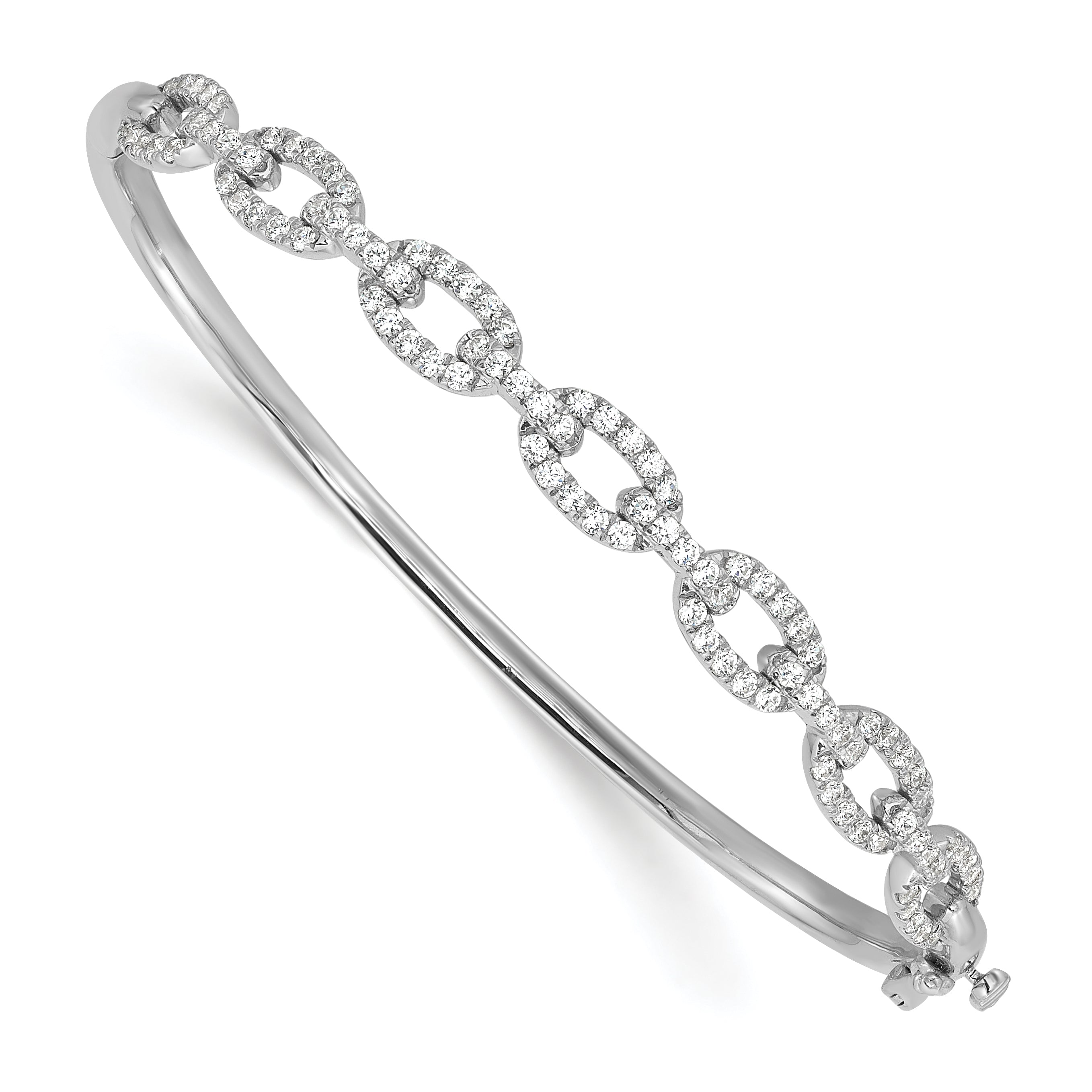 14K White Gold True Origin 2 1/6 Carat Lab Grown Diamond Vs D E F 6.75 Inch Fancy Link Bangle
