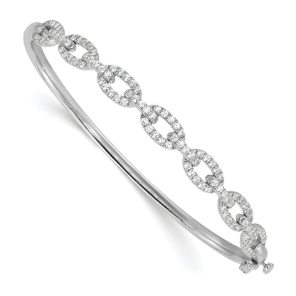 14K White Gold True Origin 2 1/6 Carat Lab Grown Diamond Vs D E F 6.75 Inch Fancy Link Bangle