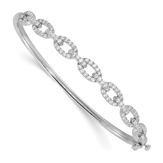 14K White Gold True Origin 2 1/6 Carat Lab Grown Diamond Vs D E F 6.75 Inch Fancy Link Bangle