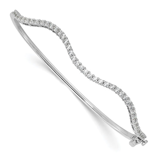 14K White Gold True Origin 1 Carat Lab Grown Diamond Vs D E F 6.75 Inch Fancy Wavy Bangle