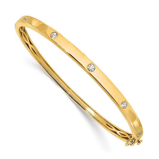14K Yellow Gold True Origin 3/4 Carat Lab Grown Diamond Vs D E F 6.75 Inch Bangle