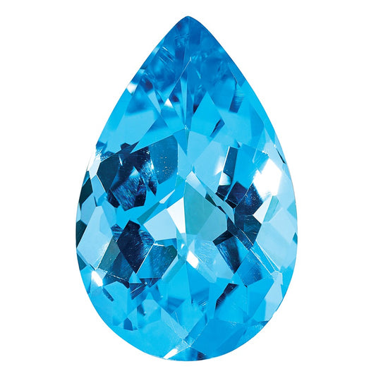 Gemstone Swiss Blue Topaz Aa Quality 14X9mm Pear Checkerboard