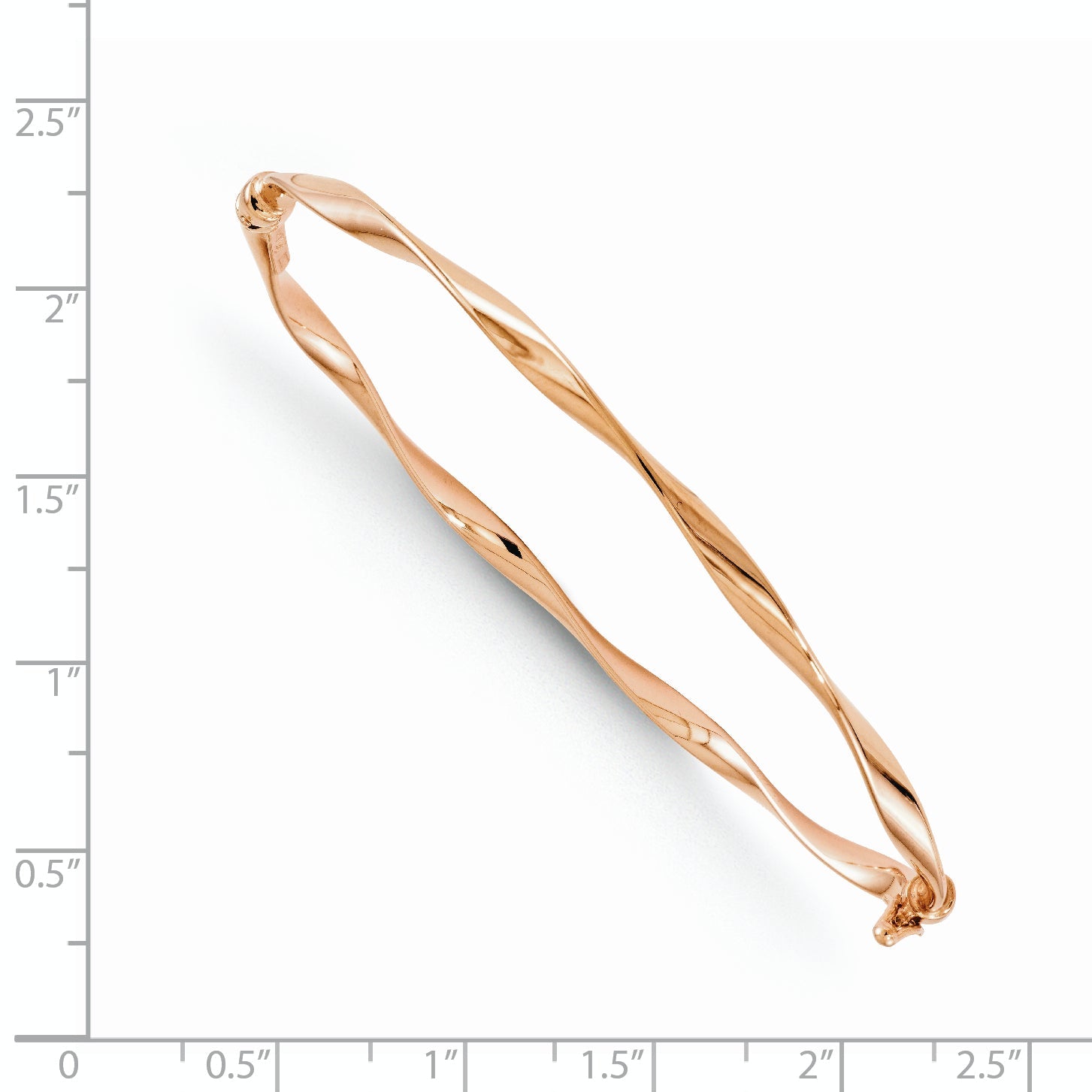 14K Rose Gold Polished Twisted Hinged Bangle